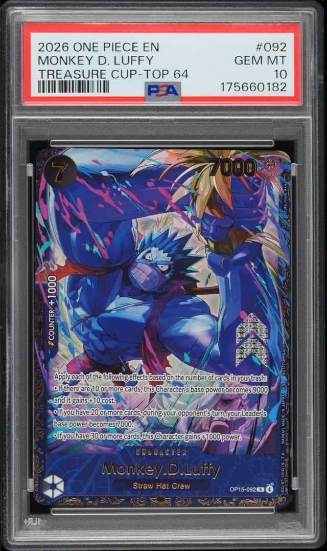 2026 One Piece Treasure Cup Top 64 Monkey D Luffy #OP15-092 PSA 10 GEM MINT (C)