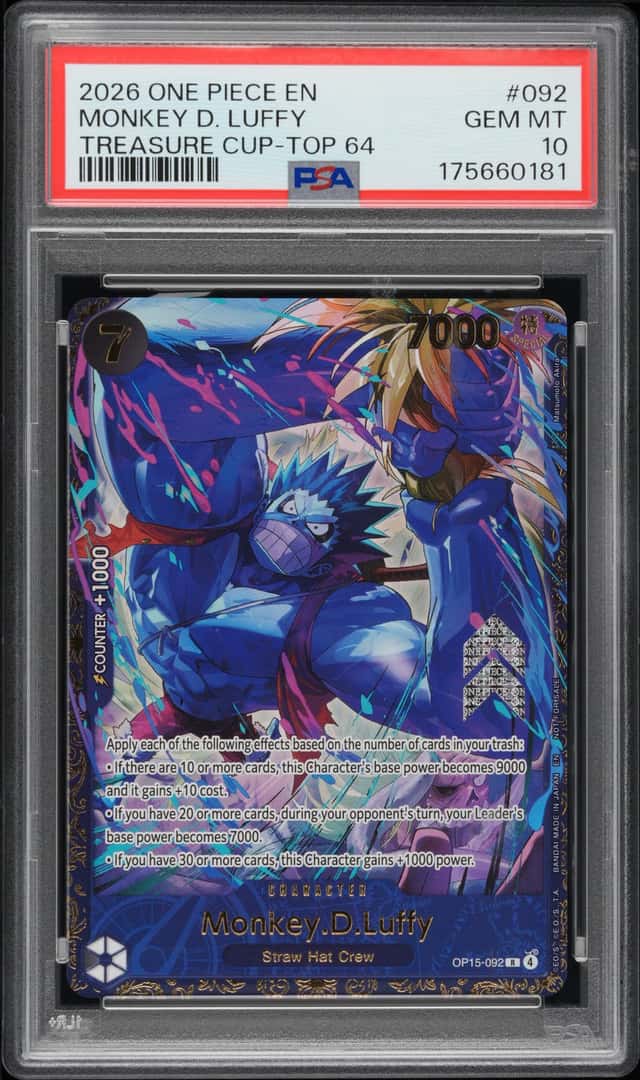 2026 One Piece Treasure Cup Top 64 Monkey D Luffy #OP15-092 PSA 10 GEM MINT (B)