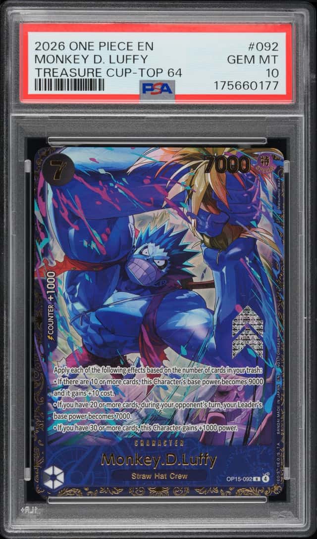 2026 One Piece Treasure Cup Top 64 Monkey D Luffy #OP15-092 PSA 10 GEM MINT (A)
