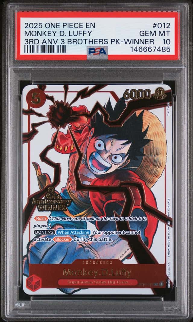 2025 One Piece Monkey D. Luffy 3rd Anv Event Winner Prize Promo ST01-012 PSA 10