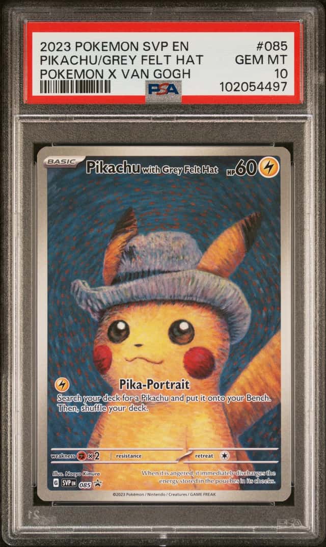 Pokemon Pikachu with Grey Felt Hat SVP 085 English 2023 Holo PSA 10