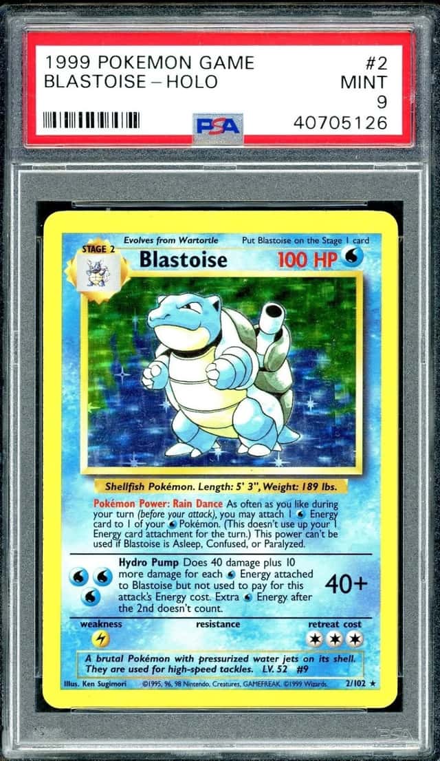 1999 POKEMON BASE SET #2 BLASTOISE HOLO PSA 9
