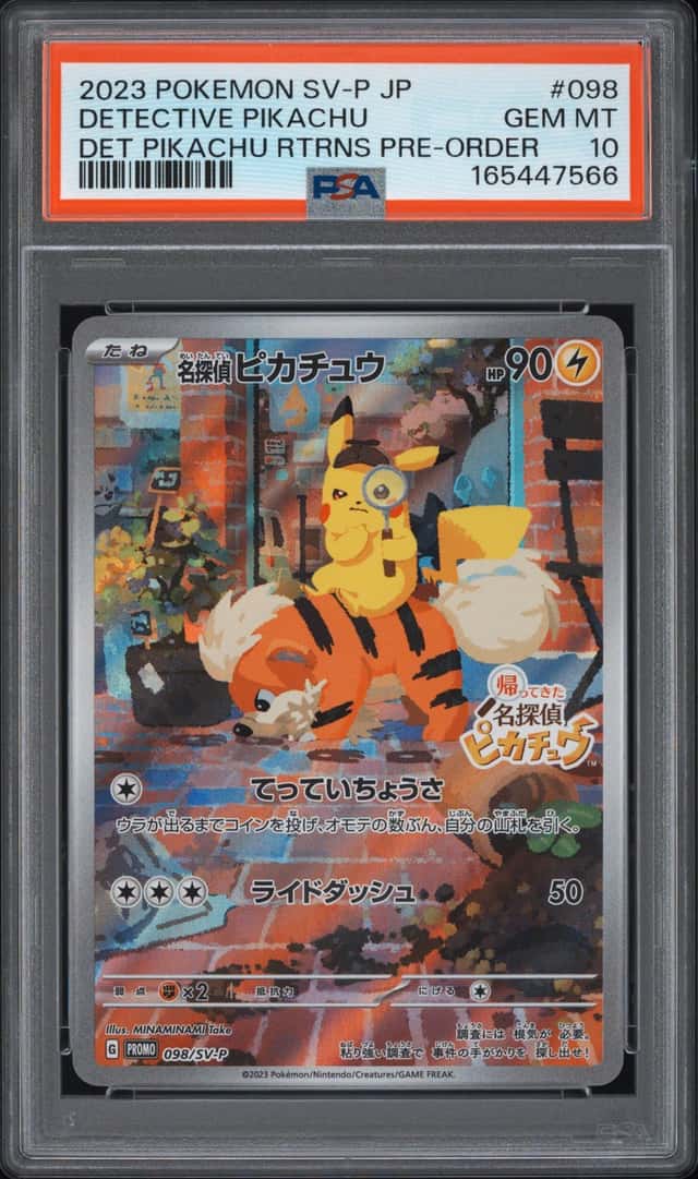 2023 POKEMON JAPANESE SV-P PRE-ORDER PROMO #098 DETECTIVE PIKACHU PSA 10