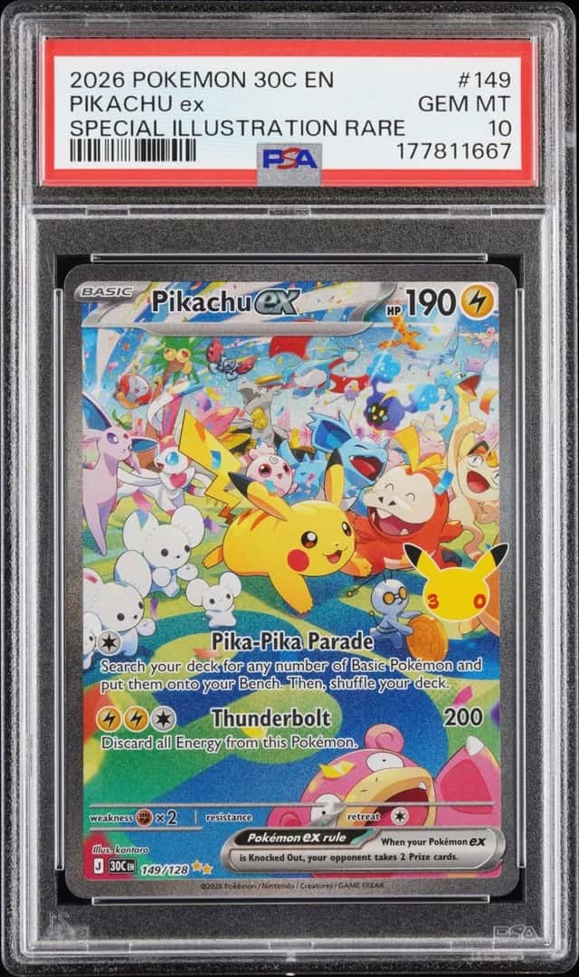 2026 POKEMON 30C EN-30TH CELEBRATION SPECIAL ILLUSTRATION RARE PIKACHU EX PSA 10