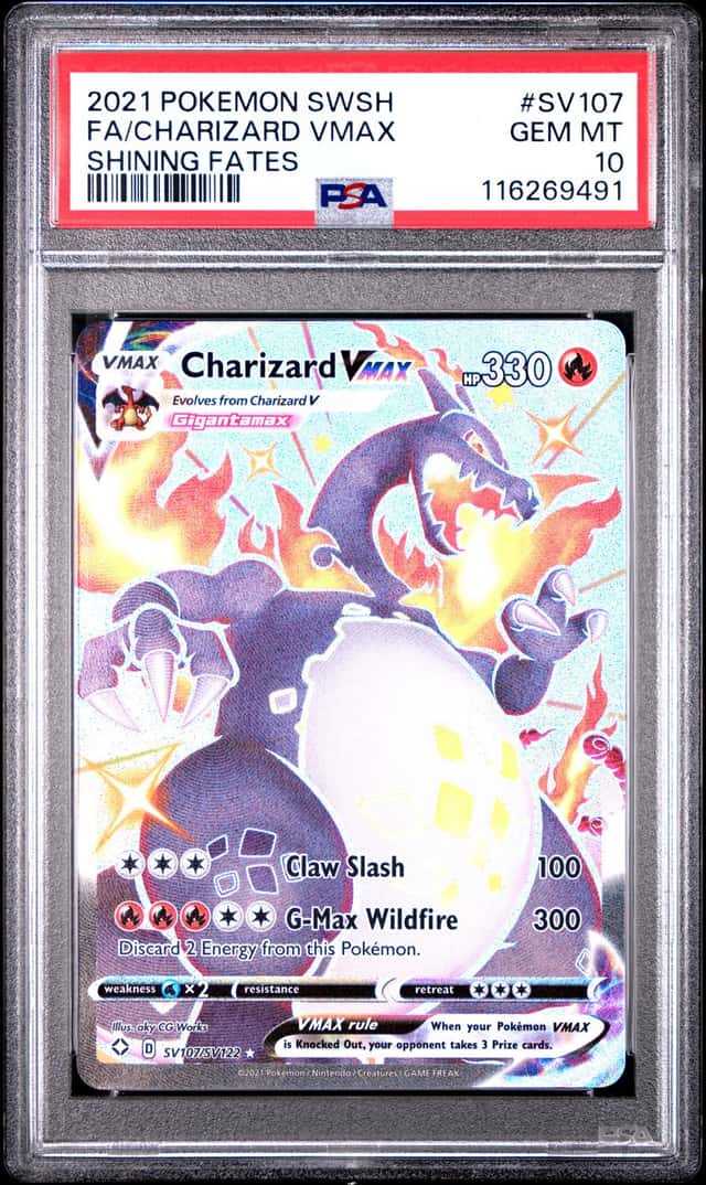 2021 POKEMON SWORD & SHIELD SHINING FATES #SV107 FULL ART/CHARIZARD VMAX PSA 10