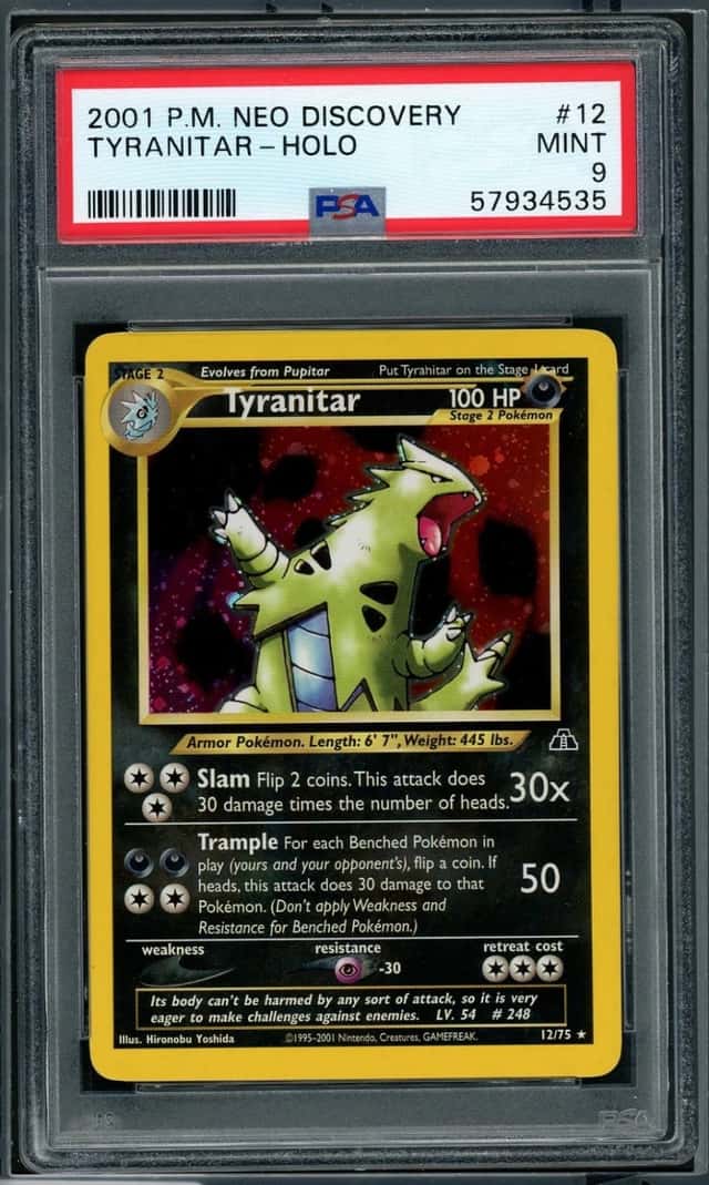 2001 POKEMON TYRANITAR-HOLO NEO DISCOVERY #12 PSA 9