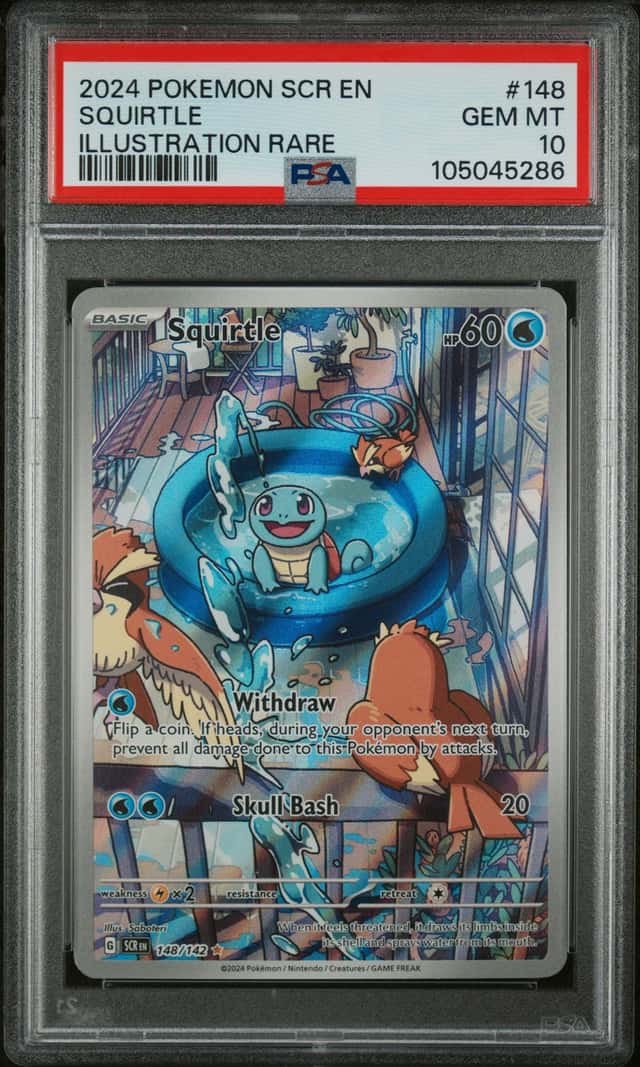 POKEMON SQUIRTLE 2024 STELLAR CROWN #148 ILLUSTRATION RARE PSA 10