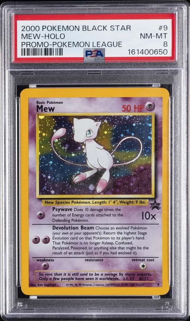 2000 POKEMON PROMO BLACK STAR POKEMON LEAGUE #9 MEW-HOLO PSA 8