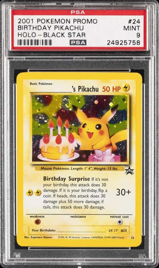 2000 POKEMON PROMO BLACK STAR #24 BIRTHDAY PIKACHU-HOLO PSA 9