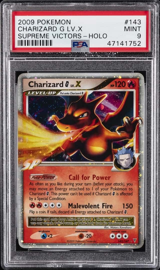 2009 POKEMON PLATINUM SUPREME VICTORS #143 CHARIZARD G LV.X-HOLO PSA 9