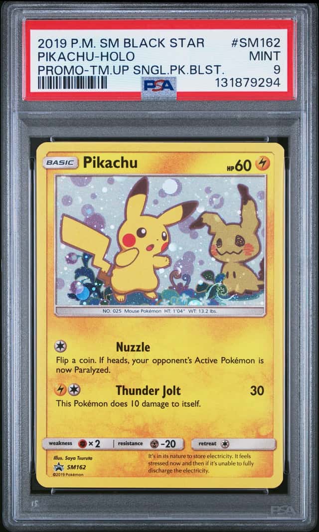 POKEMON PIKACHU 2019 BLACK STAR PROMO #SM162 PSA 9