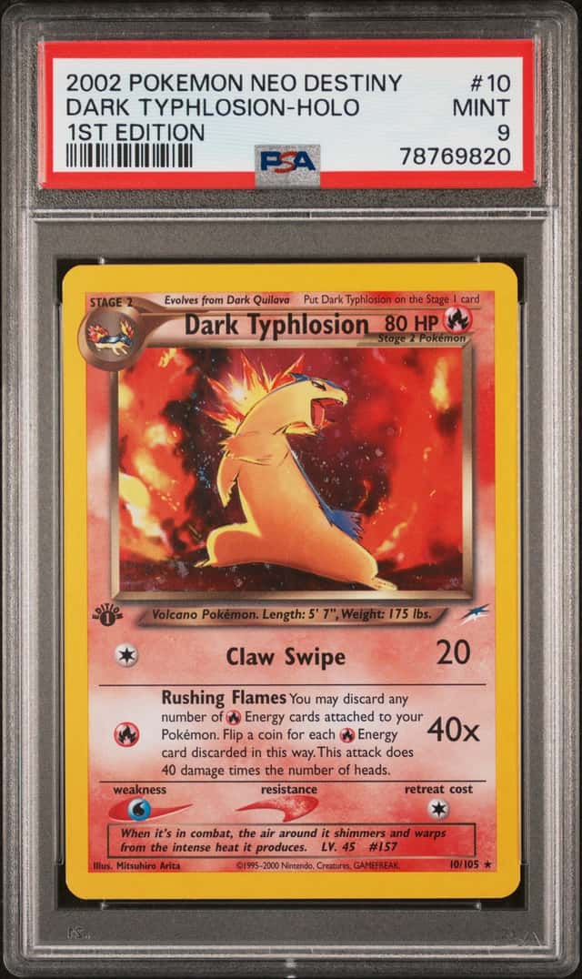 2002 POKEMON NEO DESTINY 1ST EDITION #10 DARK TYPHLOSION-HOLO PSA 9
