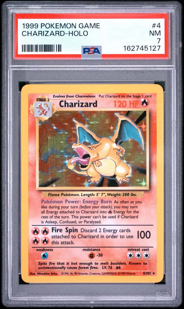 1999 POKEMON BASE SET UNLIMITED #4 CHARIZARD-HOLO PSA 7