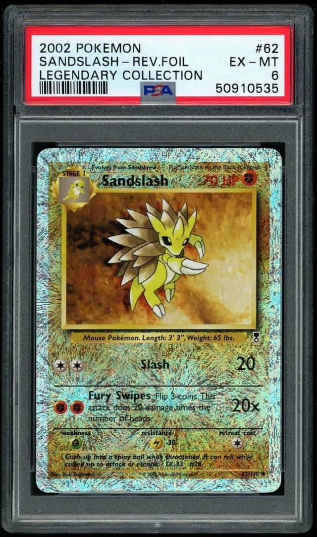 POKEMON SANDSLASH-REV.FOIL 2002 LEGENDARY COLLECTION #62 PSA 6