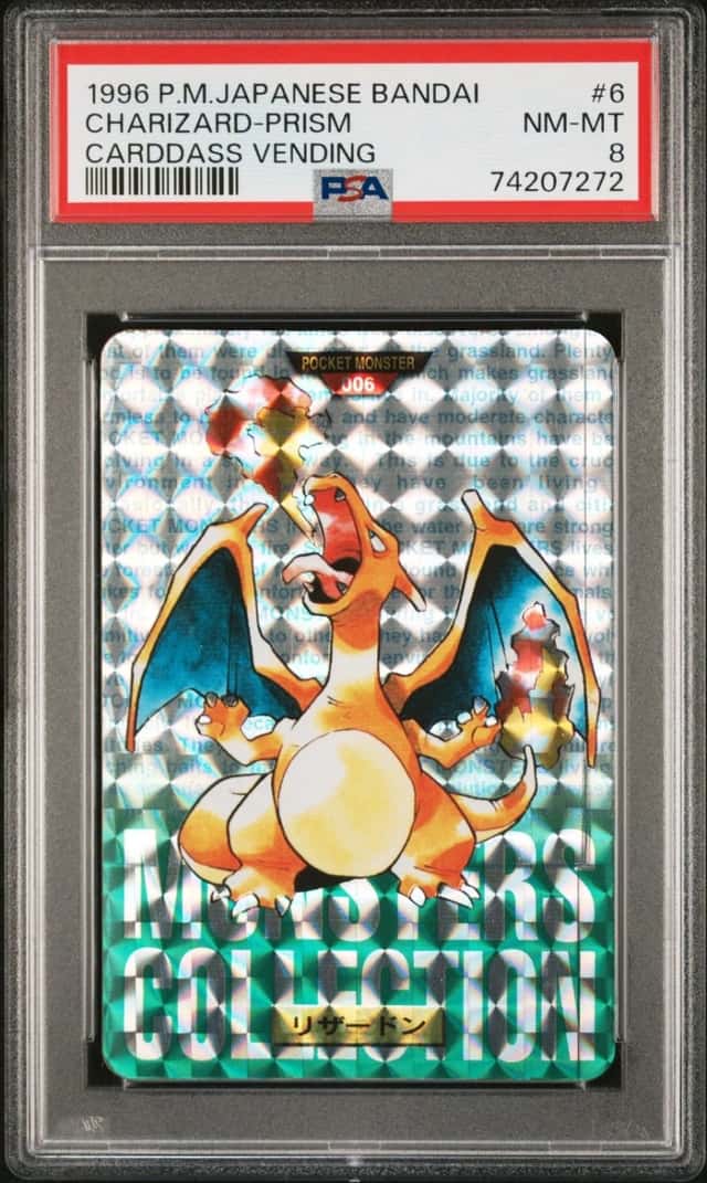 1996 POKEMON JAPANESE BANDAI CARDDASS VENDING #6 CHARIZARD-PRISM PSA 8