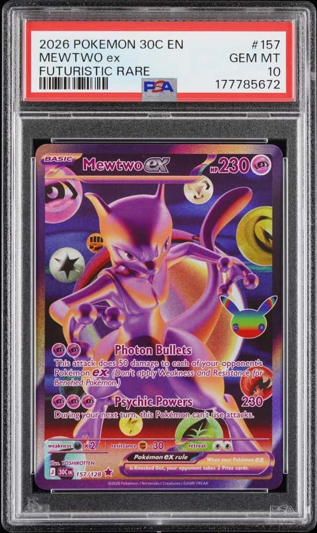 2026 POKEMON 30C EN-30TH CELEBRATION FUTURISTIC RARE #157 MEWTWO EX PSA 10
