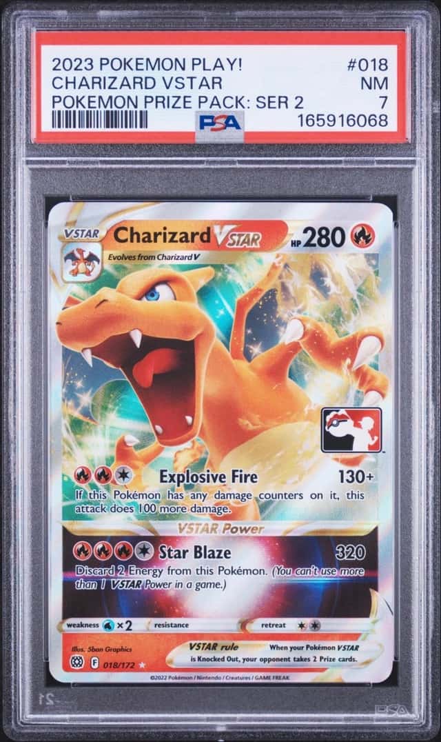 2023 POKEMON PLAY! POKEMON PRIZE PACK: SERIES 2 #018 CHARIZARD VSTAR PSA 7