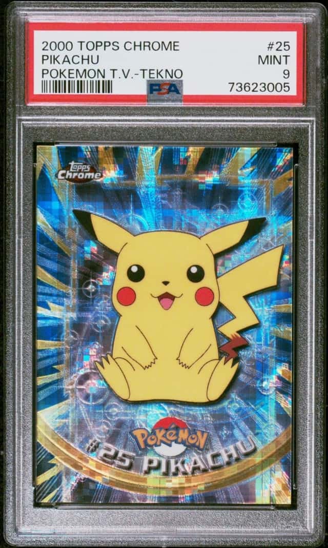 2000 TOPPS CHROME PIKACHU POKEMON T.V.-TEKNO #25 PSA 9