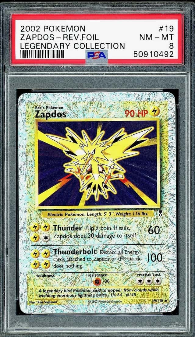 POKEMON ZAPDOS 2002 LEGENDARY COLLECTION #19 REV.FOIL PSA 8