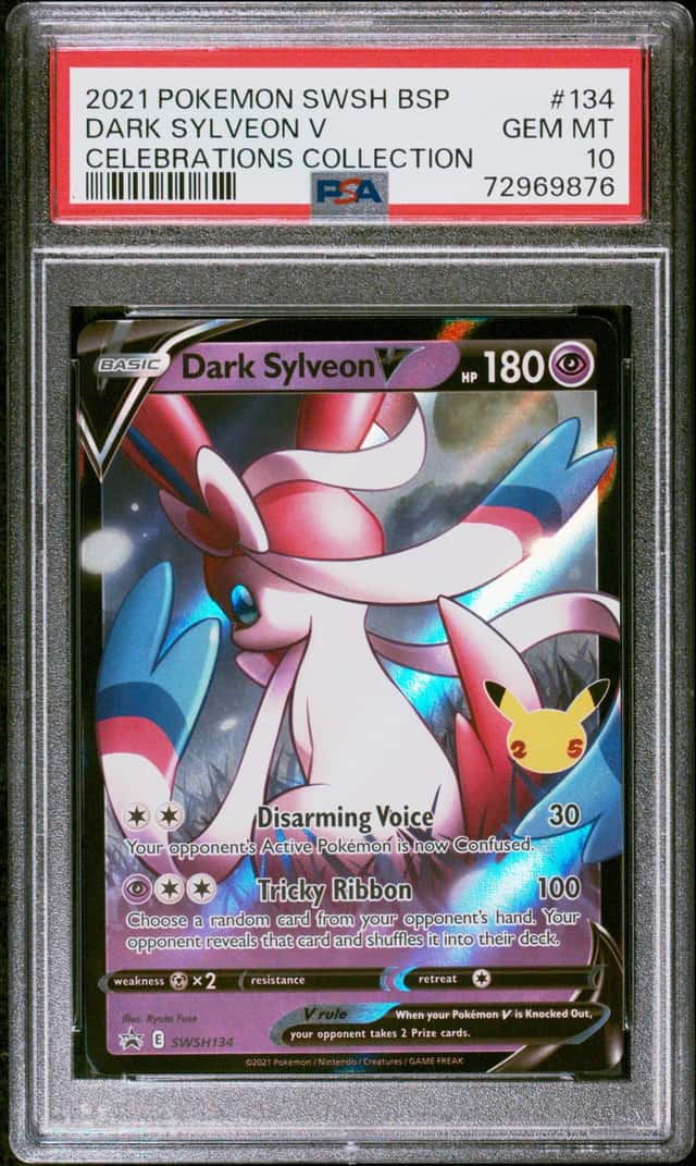 2021 POKEMON SWSH BLACK STAR PROMO CELEBRATIONS COLLECTION DARK SYLVEON V PSA 10