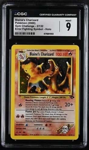 Pokémon Blaine's Charizard 2000 Gym Challenge 2/132 Error Fighting Symbol CGC 9