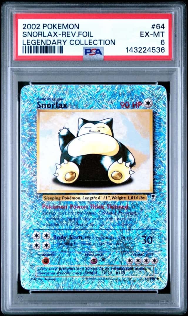 POKEMON SNORLAX-REV.FOIL 2002 LEGENDARY COLLECTION #64 PSA 6