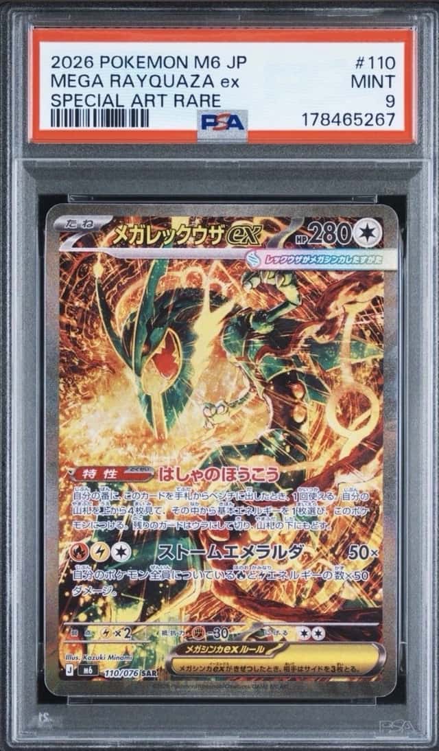 PSA 9 Mega Rayquaza ex SAR 110/076 Storm Emeralda Japanese Pokemon Card Kazuki M