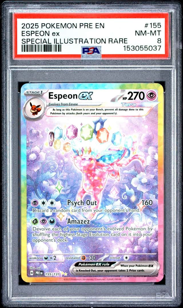 2025 Pokemon ESPEON EX #155/131 Prismatic Evol. Special Illus. Rare EN PSA 8