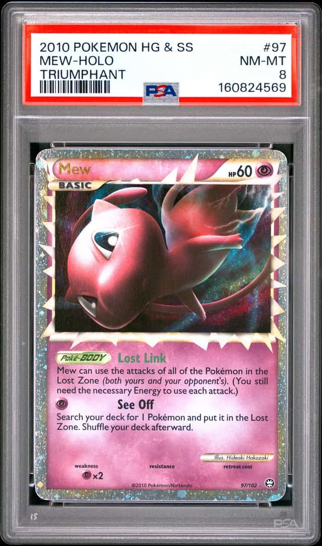 2010 POKEMON HEARTGOLD & SOULSILVER TRIUMPHANT #97 MEW-HOLO PSA 8