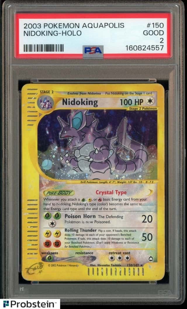 2003 POKEMON AQUAPOLIS #150 NIDOKING-HOLO PSA 2 GD