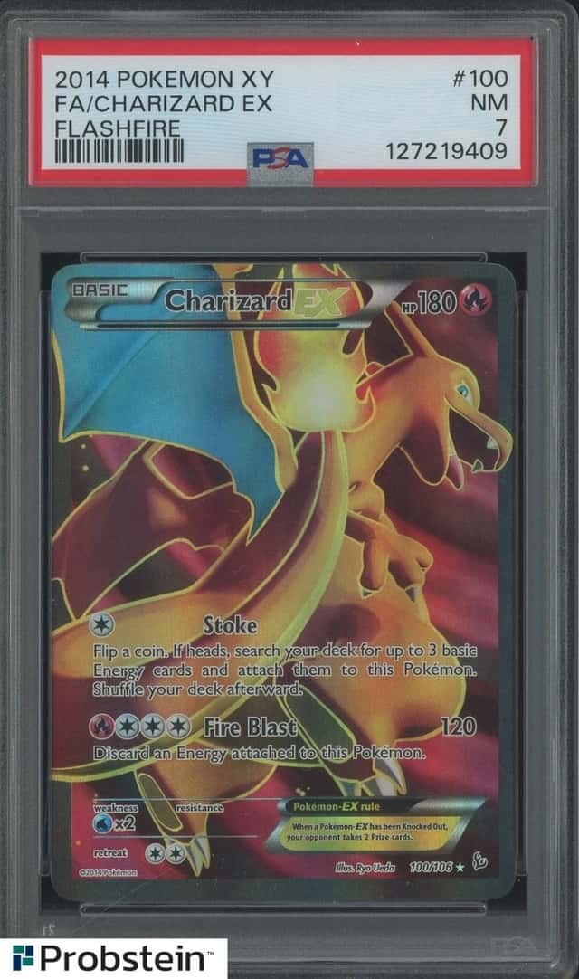 2014 POKEMON XY FLASHFIRE #100 FA/CHARIZARD EX PSA 7 NM