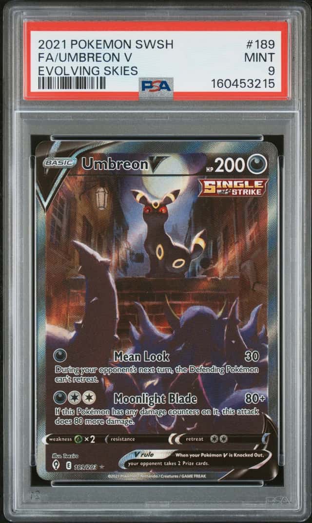 UMBREON V 2021 POKEMON EVOLVING SKIES 189/203 FULL ART PSA 9 Q3963-7