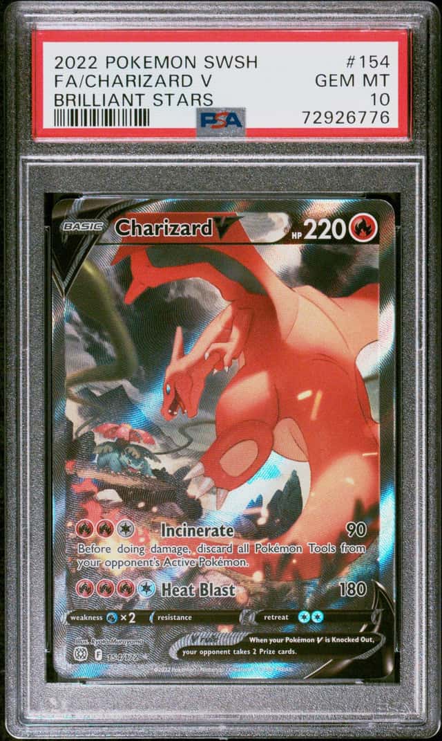 CHARIZARD V 2022 POKEMON BRILLIANT STARS 154/172 FULL ART PSA 10 Q3963-7