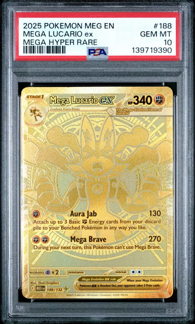 Pokemon Mega Lucario EX #188 2025 Pokemon Meg EN Mega Hyper Rare PSA 10 Full Art