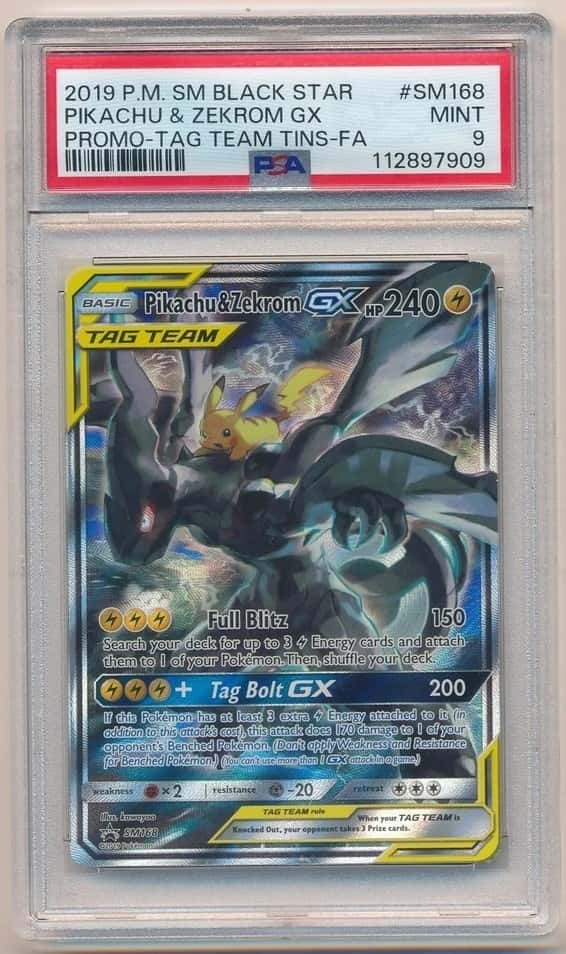 PIKACHU & ZEKROM GX 2019 POKEMON SM BLACK STAR PROMO TAG TEAM #SM168 PSA 9 MINT