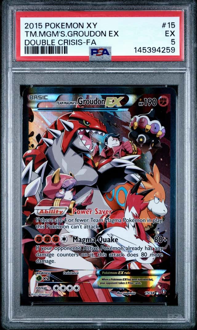 2015 Pokemon XY Double Crisis FA #15 Team Magma's Groudon Ex PSA 5 EX