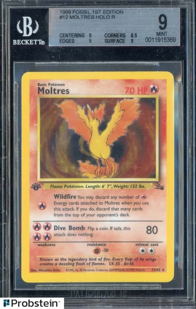 1999 Pokemon Fossil 1st Edition #12 Moltres Holo BGS 9 MINT