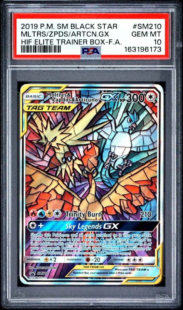 2019 Pokemon SM Black Star Promos Moltres Zapdos Articuno Tag Team #SM210 PSA 10