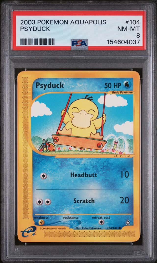 PSYDUCK 2003 POKEMON AQUAPOLIS 104/147 COMMON A PSA 8 Q7872