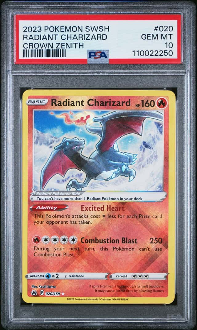 2023 Pokemon SWSH Crown Zenith Radiant Charizard #020/159 PSA 10 GEM MINT