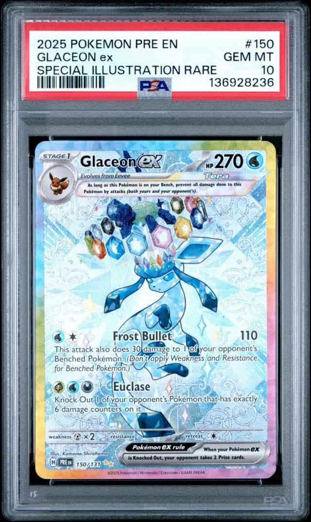 2025 POKEMON PRISMATIC EVOLUTIONS SPECIAL ILLUSTRATION RARE GLACEON EX PSA 10