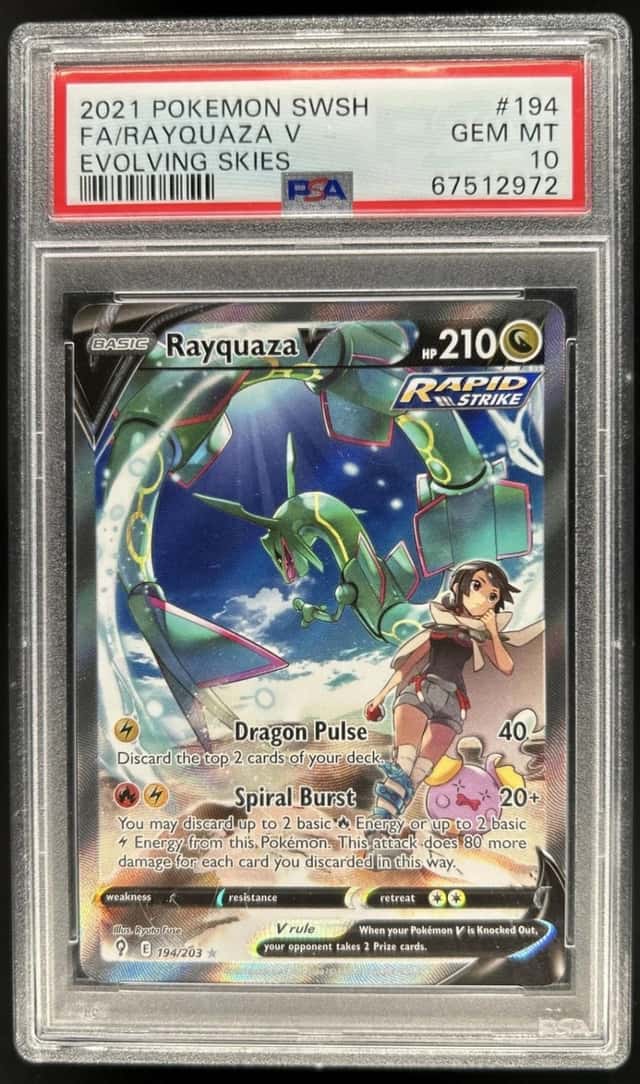 2021 Pokemon SWSH Evolving Skies Rayquaza V Full Art Ultra Rare #194/203 PSA 10