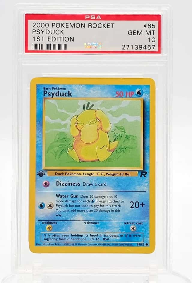 PSYDUCK 2000 POKEMON TEAM ROCKET 1ST EDITION 65/82 COMMON PSA 10 Q7892