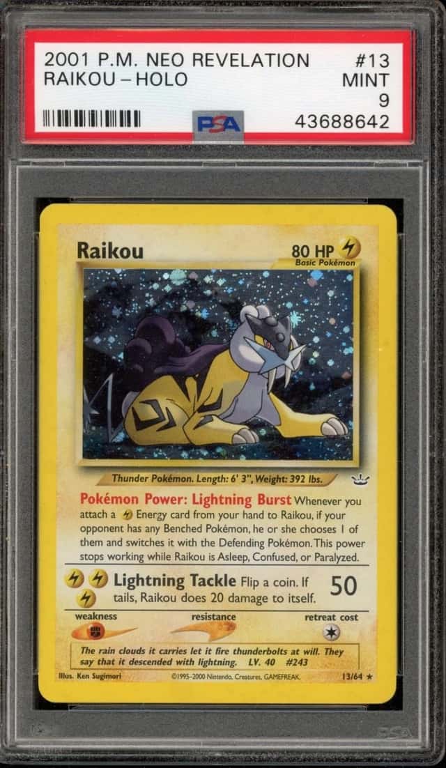 Pokemon Raikou Holo Neo Revelation Unlimited 13/64 PSA 9 Mint