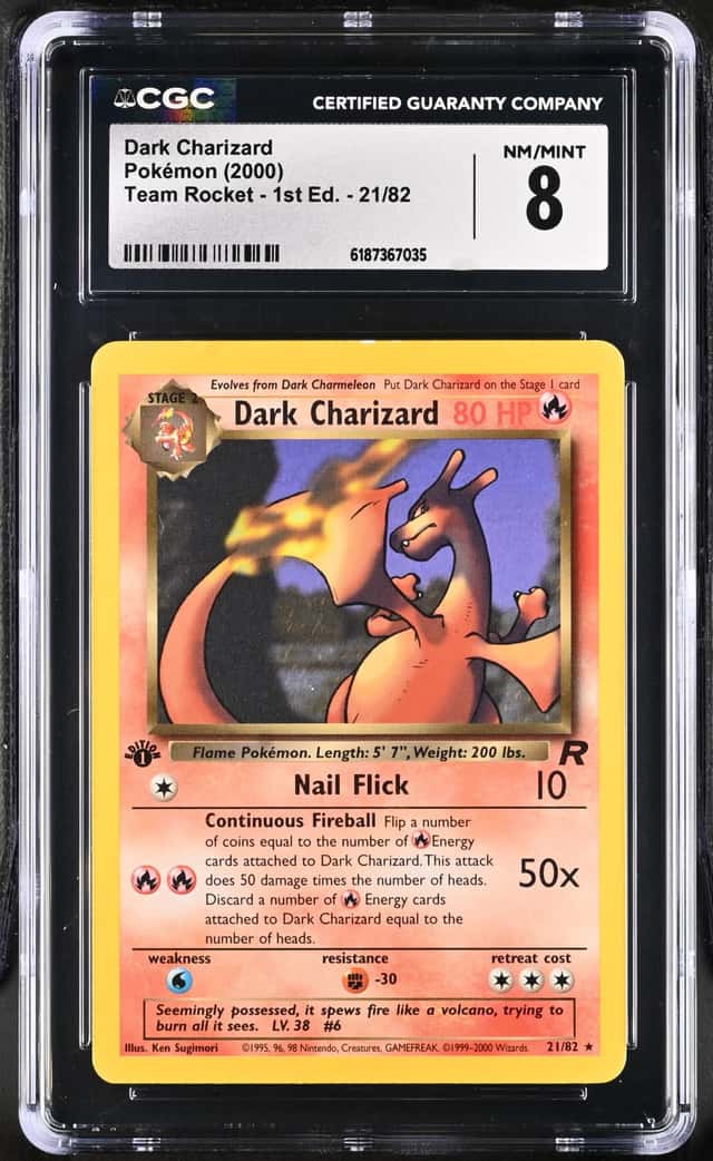 2000 Pokemon TCG English Dark Charizard Team Rocket #21/82 1st Rare CGC 8 XI60