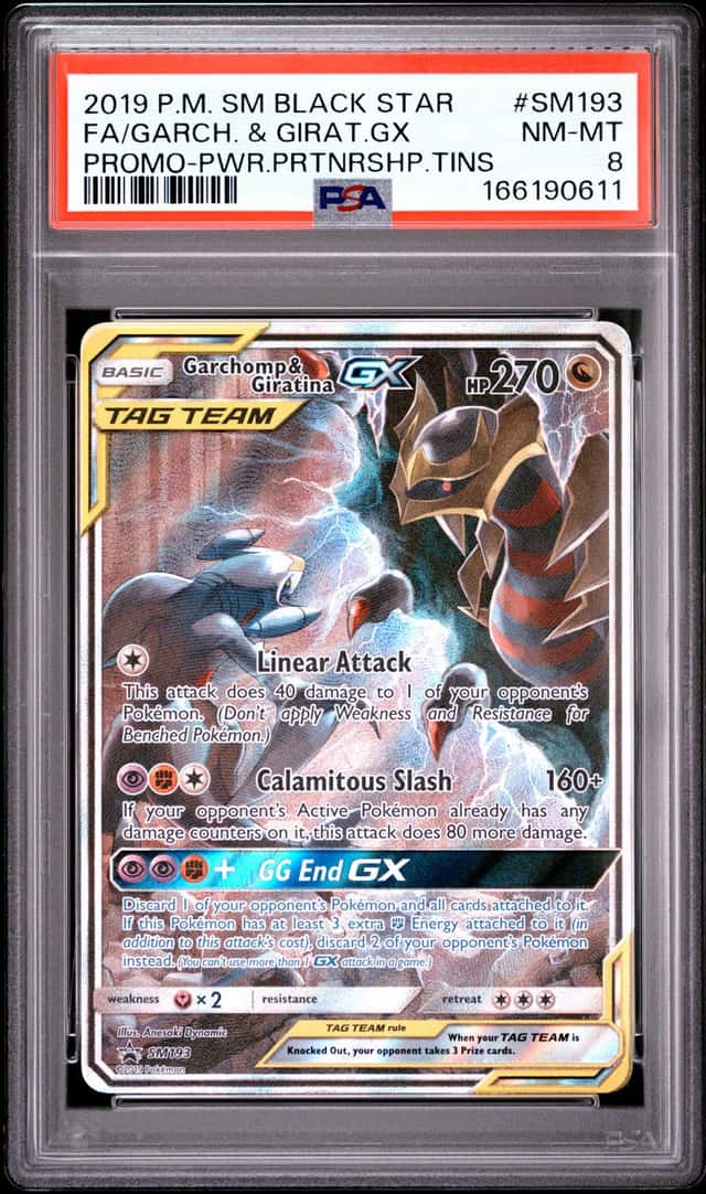 2019 POKEMON SM BLACK STAR PROMO #SM193 FULL ART/GARCHOMP & GIRATINA GX PSA 8