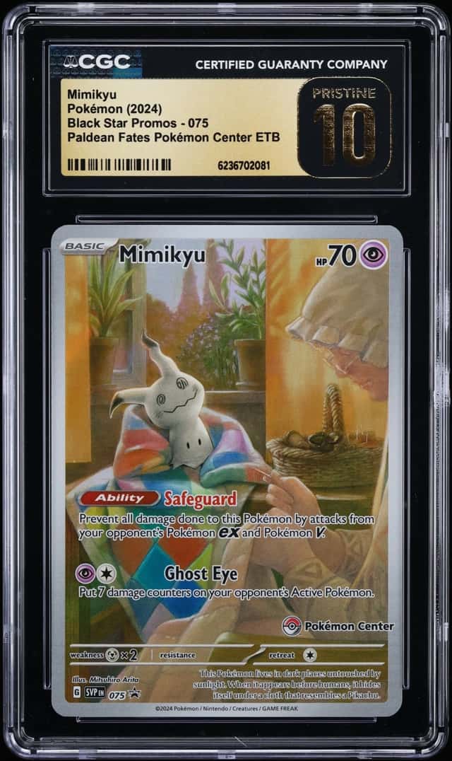 2024 Pokemon Scarlet & Violet Promo Paldean Fates Center ETB Full Art Mimikyu CGC 10 PRISTINE