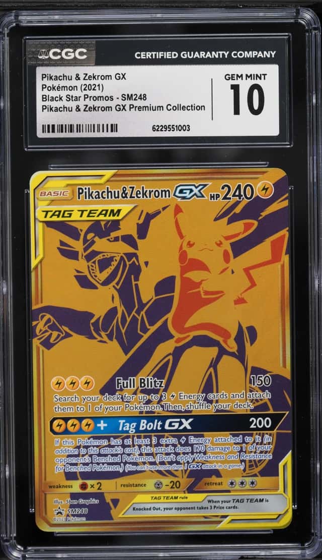 2021 Pokemon SM Promo Premium Collection Full Art Pikachu & Zekrom GX #SM248 CGC 10 GEM MINT