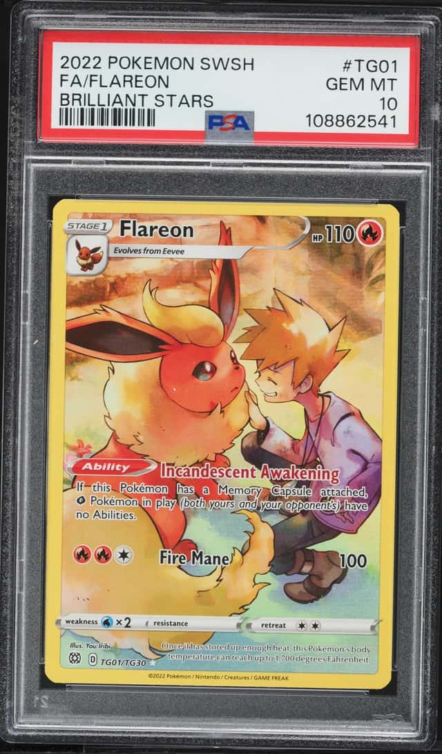 2022 Pokemon Sword & Shield Brilliant Stars CHR Flareon #TG01 PSA 10 GEM MINT