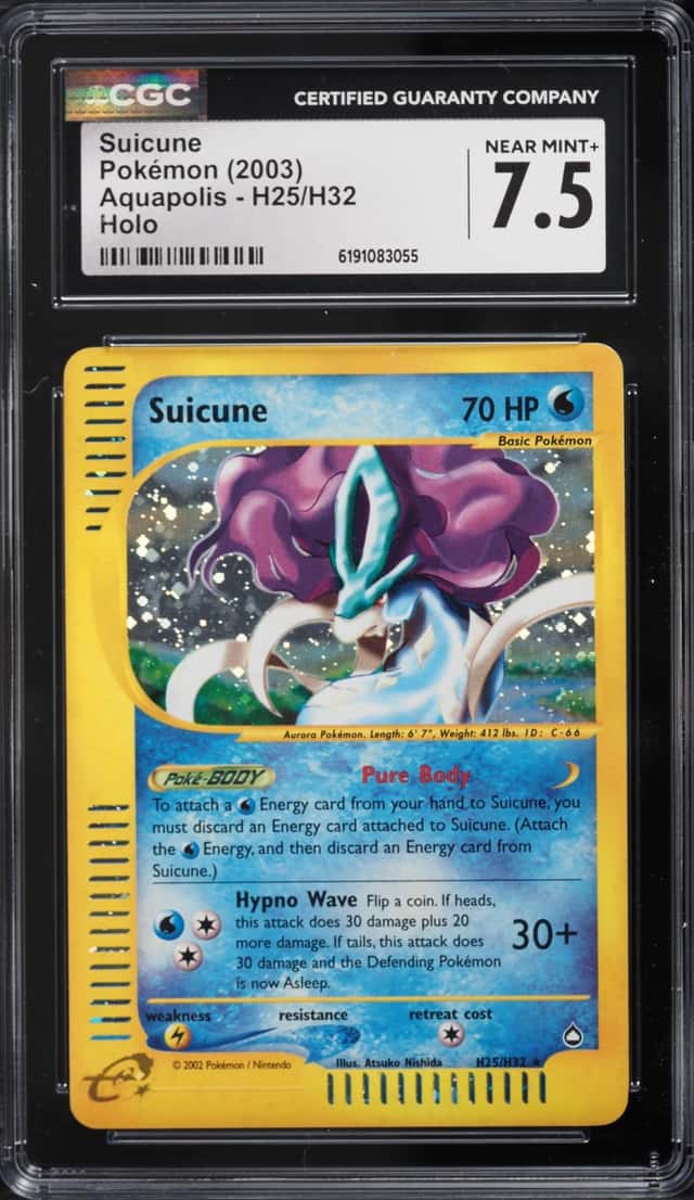 2003 Pokemon Aquapolis Holo Suicune #H25 CGC 7.5 NRMT+